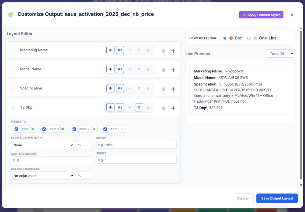 Advanced Output Customization Tool