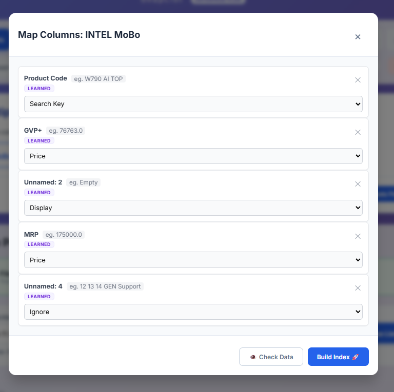Column Mapping Modal